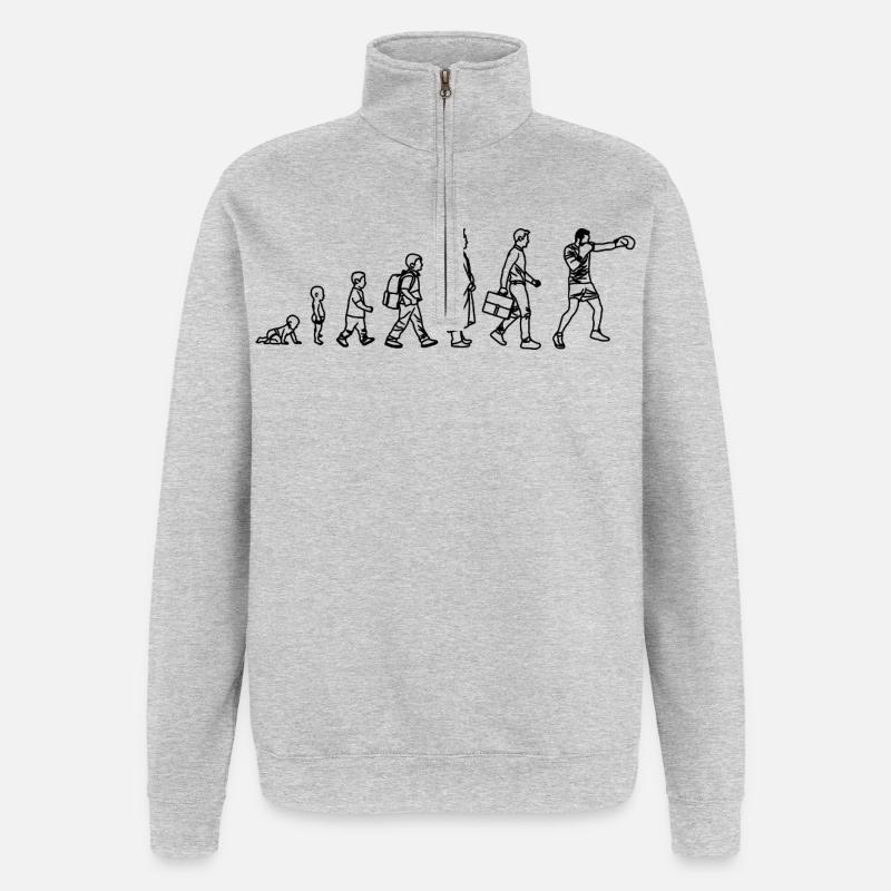 Boxing Evolution - Quarter-Zip Sweatshirt - heather grey