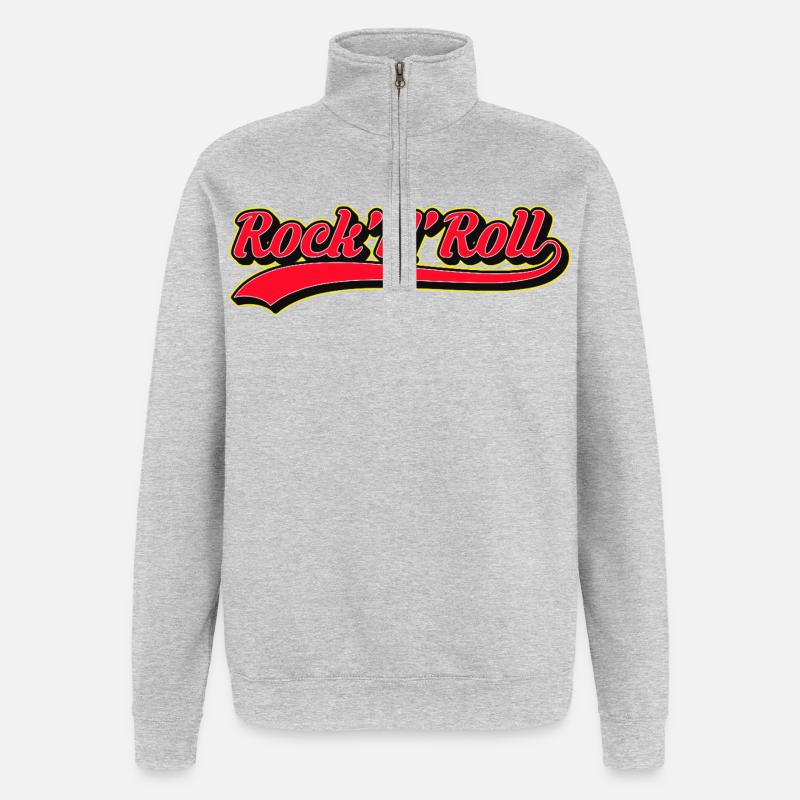 Rock 'N' Roll Retro Script Logo - Quarter-Zip-Sweatshirt - Grau meliert