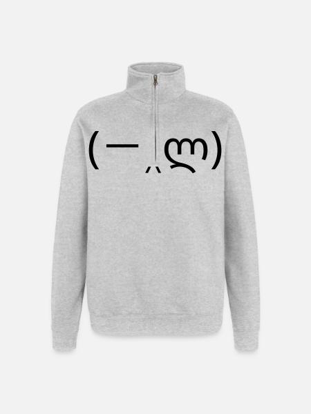 Mains émoticôniques (-‸ლ) facepalm devant le visage - Sweat à zip 1/4 - gris chiné