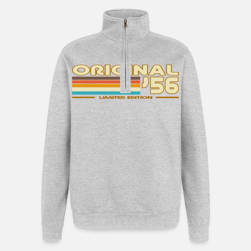 Original 56 Rayures rétro - Sweat à zip 1/4 - gris chiné