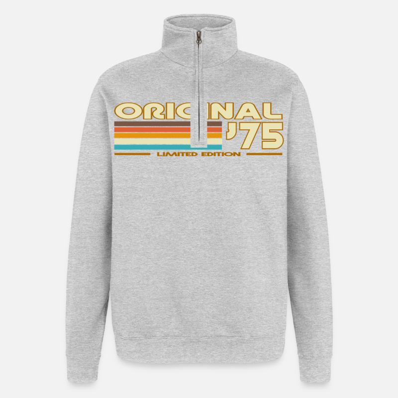 1975 - Sweat à zip 1/4 - gris chiné