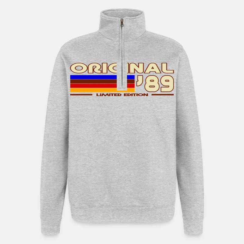 Original 89 Retro Stripes - Sweat à zip 1/4 - gris chiné