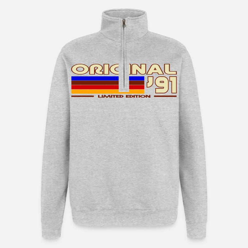 Retro 1991 Rainbow - Quarter-Zip Sweatshirt - heather grey