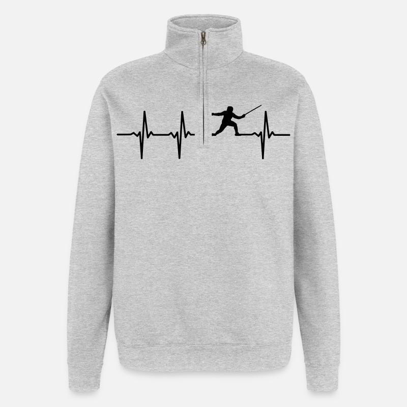 Fechter Herzschlag - Quarter-Zip-Sweatshirt - Grau meliert