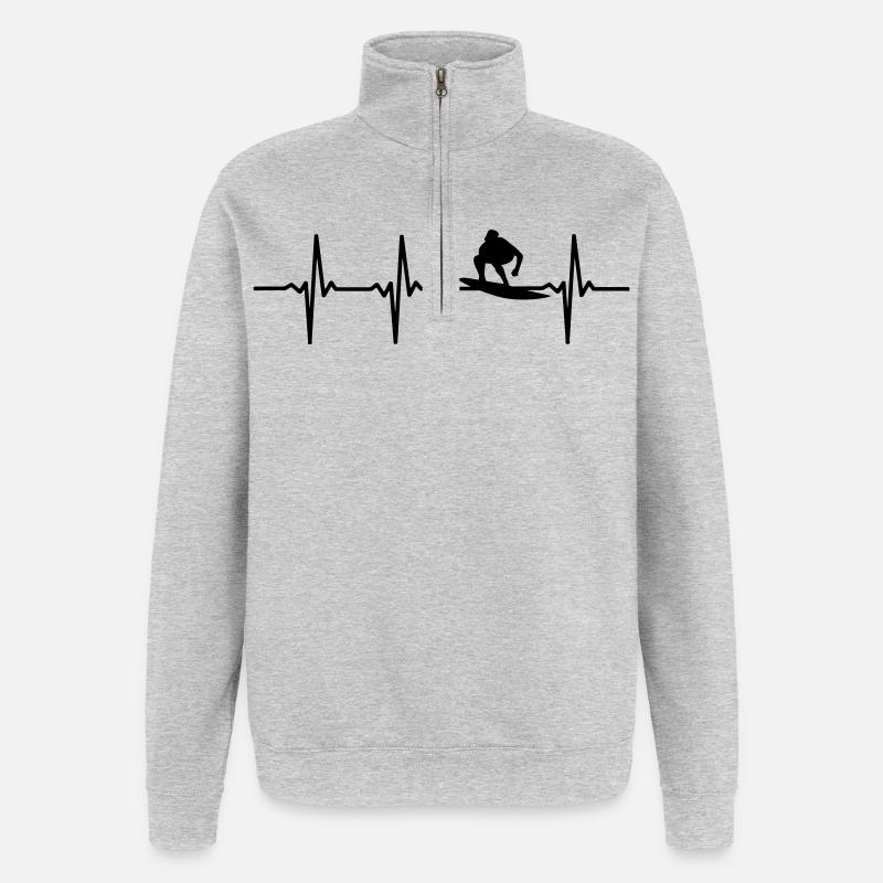Surfer EKG - Quarter-Zip-Sweatshirt - Grau meliert