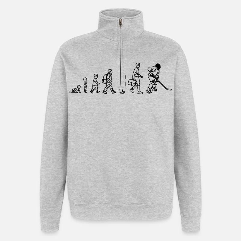 Evolution Eishockeyspieler - Quarter-Zip-Sweatshirt - Grau meliert
