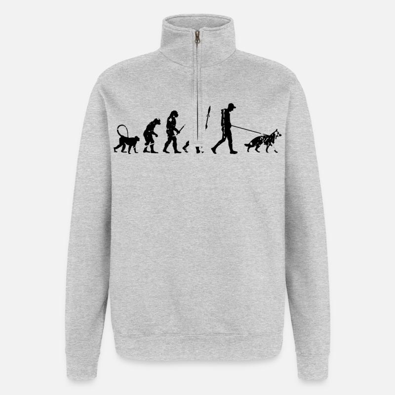 German Shepherd Evolution - Quarter-Zip Sweatshirt - heather grey