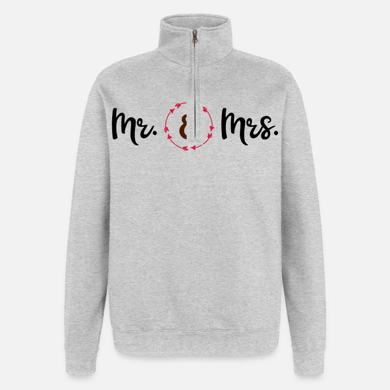 mariage - Sweat à zip 1/4 - gris chiné