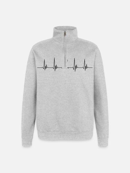 Heartbeat Nosing - Quarter-Zip-Sweatshirt - Grau meliert
