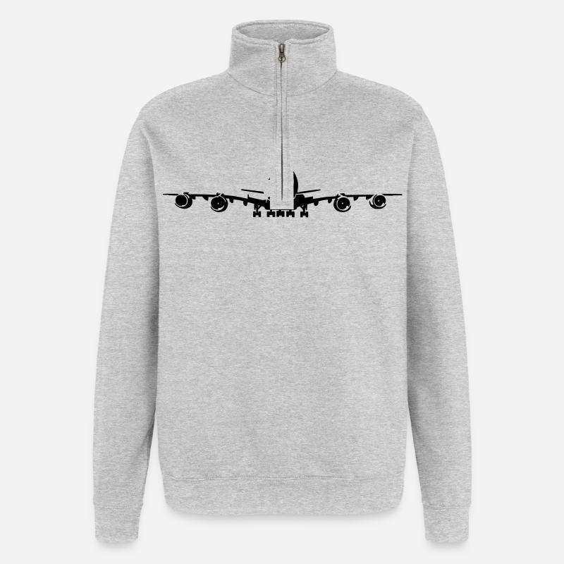 a380 - Sweat à zip 1/4 - gris chiné