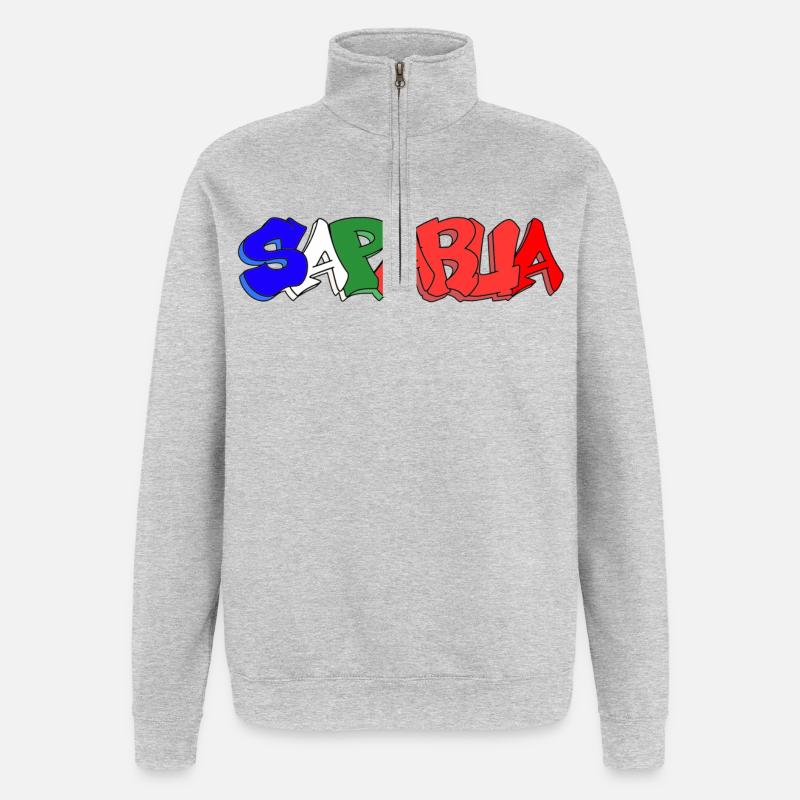 Saparua - Moluque 4 couleurs - Sweat à zip 1/4 - gris chiné