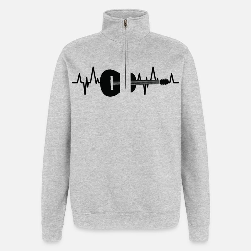 ECG guitare - Sweat à zip 1/4 - gris chiné