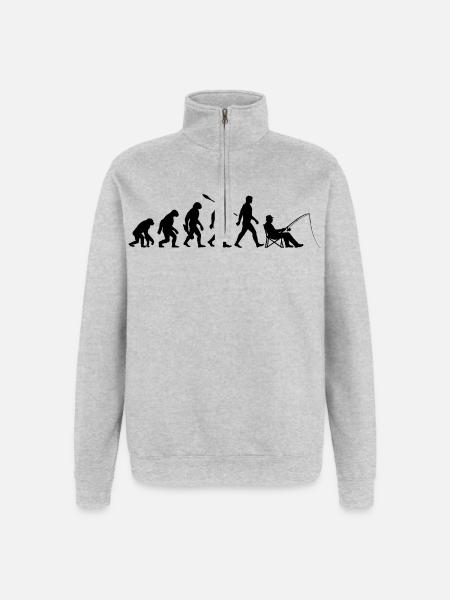 Evolution - Fishing, Angler Gift - Quarter-Zip Sweatshirt - heather grey