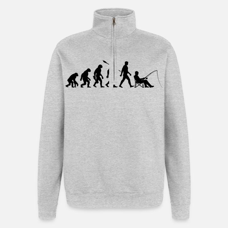 Evolution - Fishing, Angler Gift - Quarter-Zip Sweatshirt - heather grey