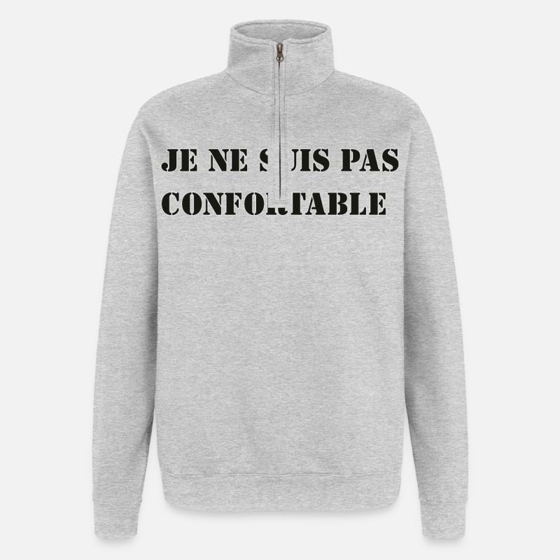 I'M NOT COMFORTABLE. - Quarter-Zip Sweatshirt - heather grey