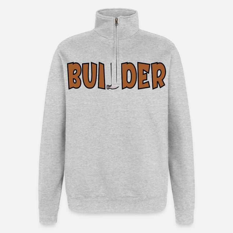 Artisan Papa Bâtisseur - Sweat à zip 1/4 - gris chiné