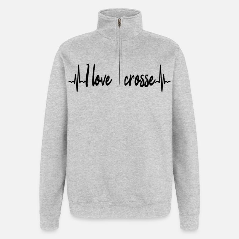 ECG de joueur de crosse - Sweat à zip 1/4 - gris chiné