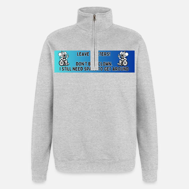 Autoaufkleber eines Rollstuhlclowns # - Quarter-Zip-Sweatshirt - Grau meliert