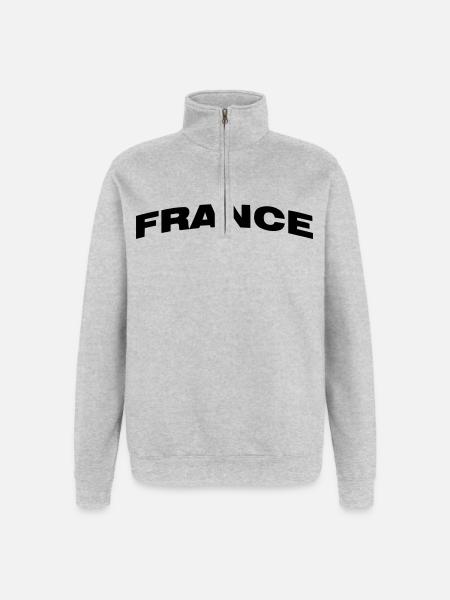 Frankreich - Quarter-Zip-Sweatshirt - Grau meliert