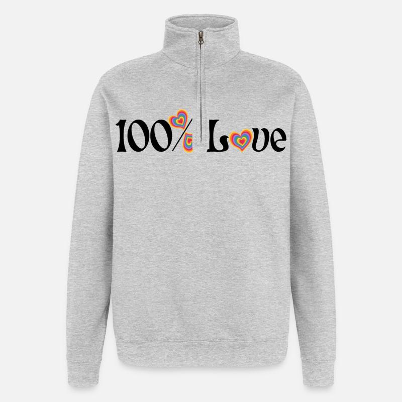 100% Love - Quarter-Zip Sweatshirt - heather grey