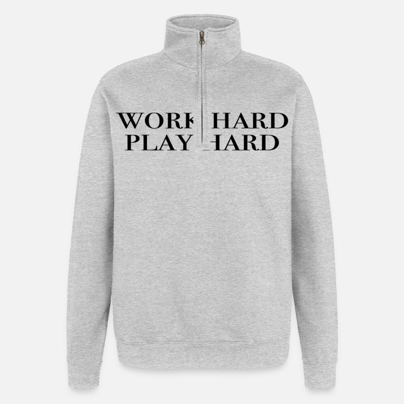 work hard play hard - schwarz - Quarter-Zip-Sweatshirt - Grau meliert