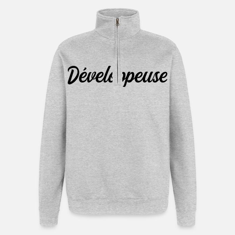 Développeuse Web Code Logiciel Application Tech - Sweat à zip 1/4 - gris chiné
