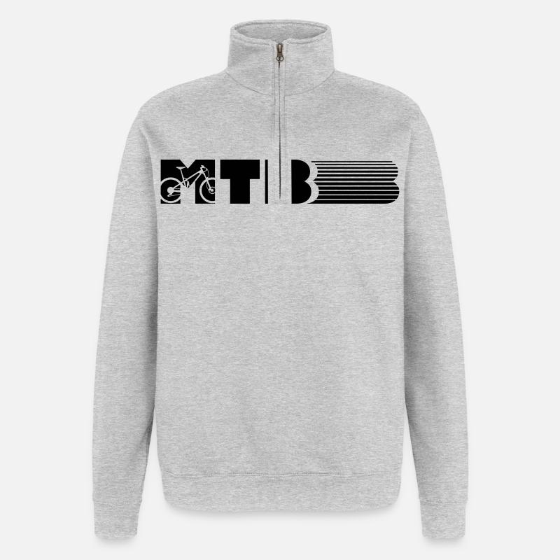 VTT design - Sweat à zip 1/4 - gris chiné