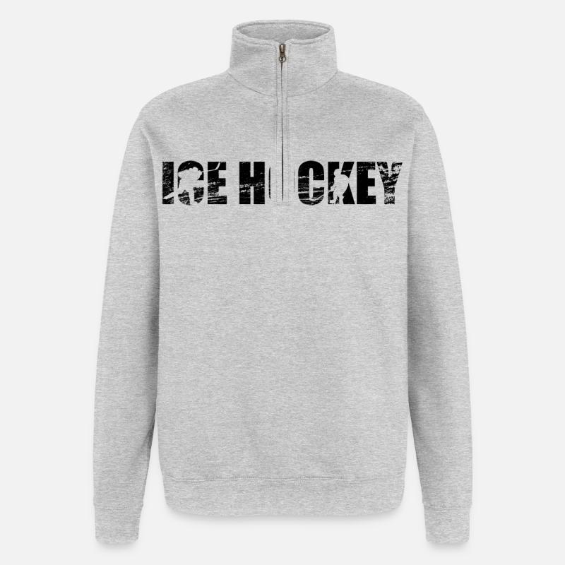 Eishockeyspieler - Quarter-Zip-Sweatshirt - Grau meliert