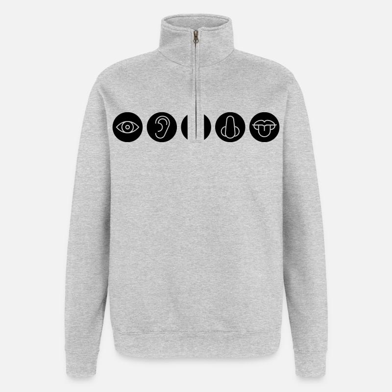 Cinq sens, organes sensoriels - Sweat à zip 1/4 - gris chiné
