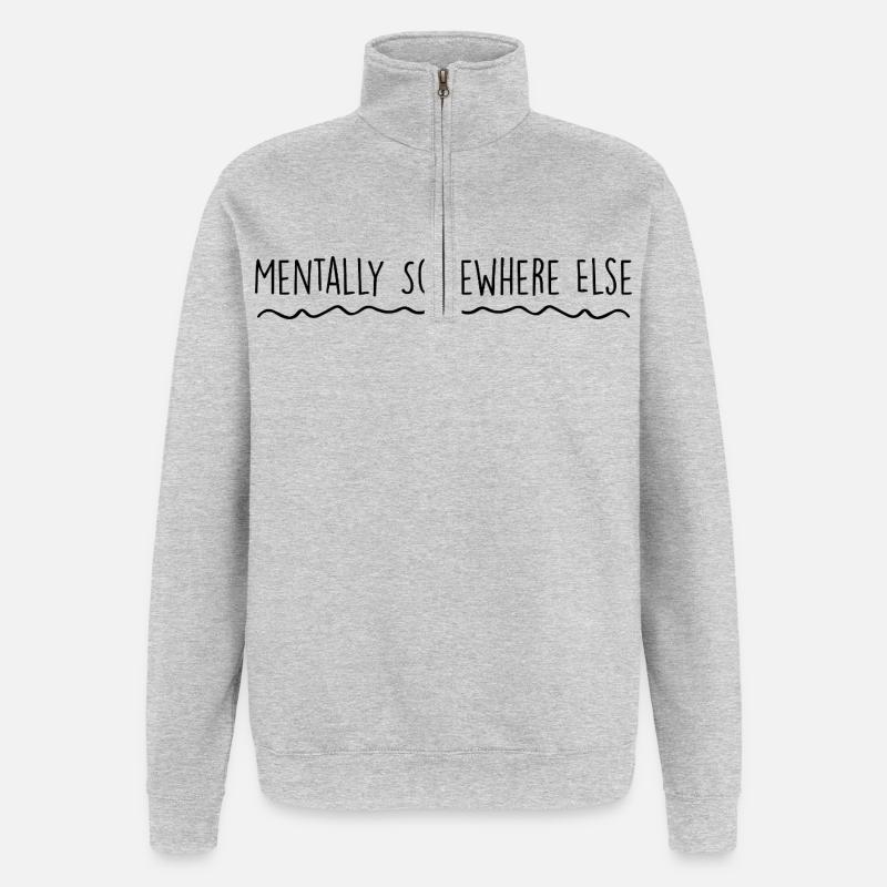 Geistig woanders - Quarter-Zip-Sweatshirt - Grau meliert