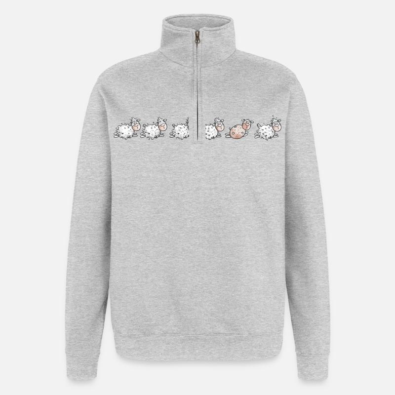 Schafe Herde Und Geschorenes Schaf - Quarter-Zip-Sweatshirt - Grau meliert