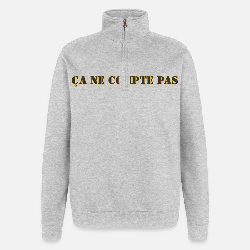 ÇA NE COMPTE PAS - Sweat à zip 1/4 - gris chiné