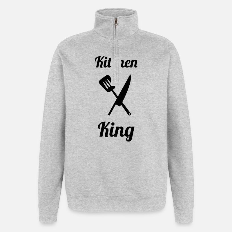 Kitchen King - Quarter-Zip Sweatshirt - heather grey