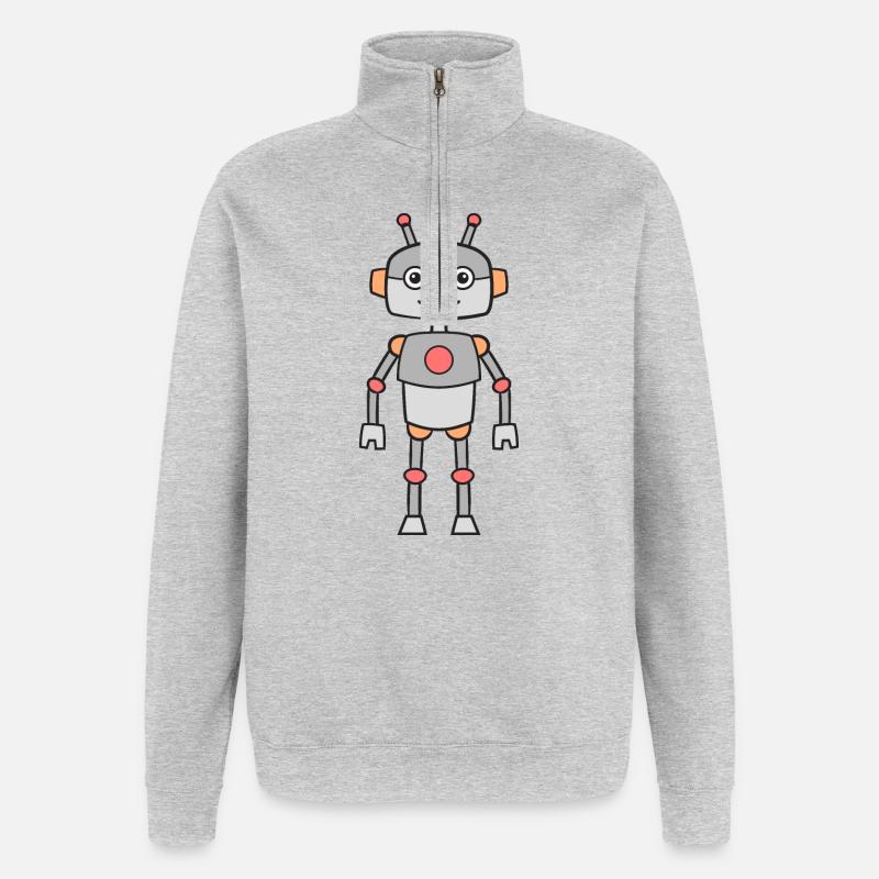 Roboter - Quarter-Zip-Sweatshirt - Grau meliert