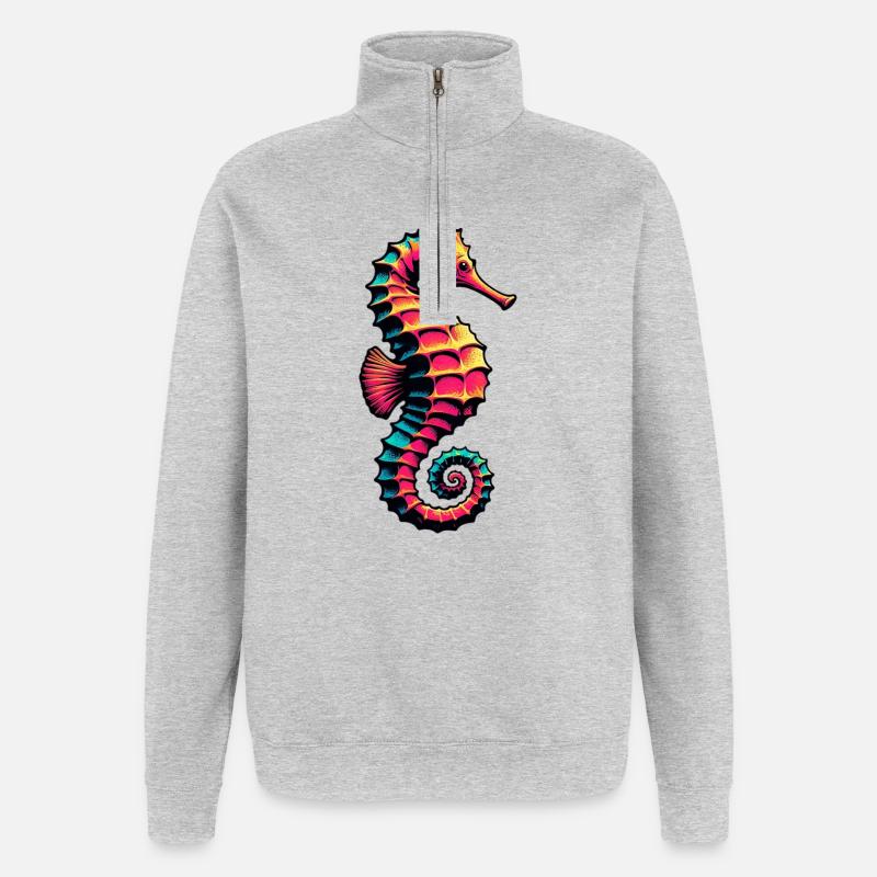 Hippocampe - Sweat à zip 1/4 - gris chiné