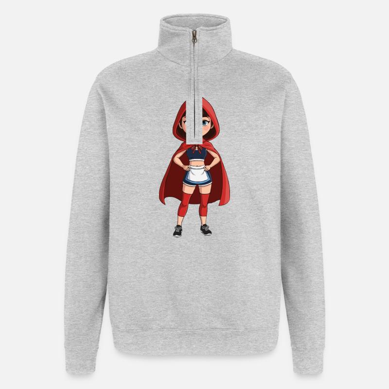 Rotkäppchen_hart - Quarter-Zip-Sweatshirt - Grau meliert