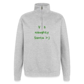Cheeky Santa Saying - Quarter-Zip Sweatshirt - heather grey - Front - AI Model Female 172 light (172cm) & AI Model Male 178 dark (178cm)