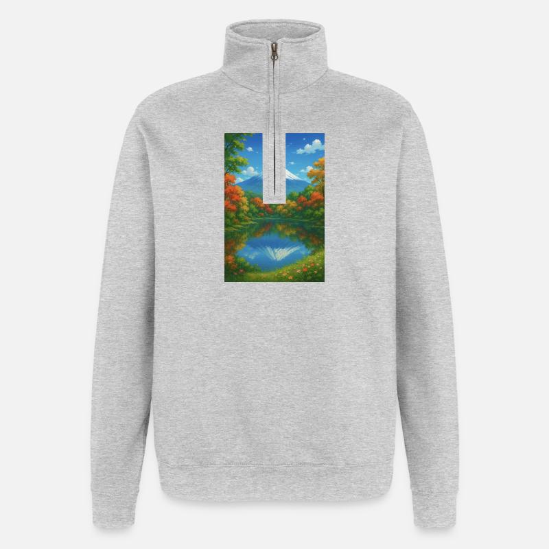 Mount Fuji Bei Herbst  - Quarter-Zip-Sweatshirt - Grau meliert