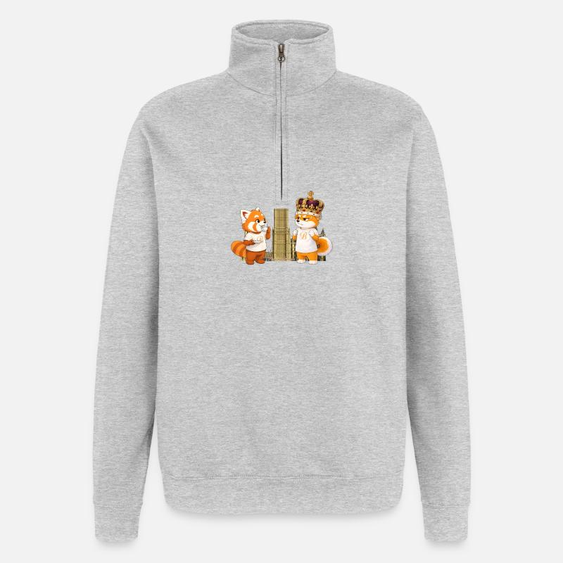 Lazy & Grumpy in London - Quarter-Zip Sweatshirt - heather grey