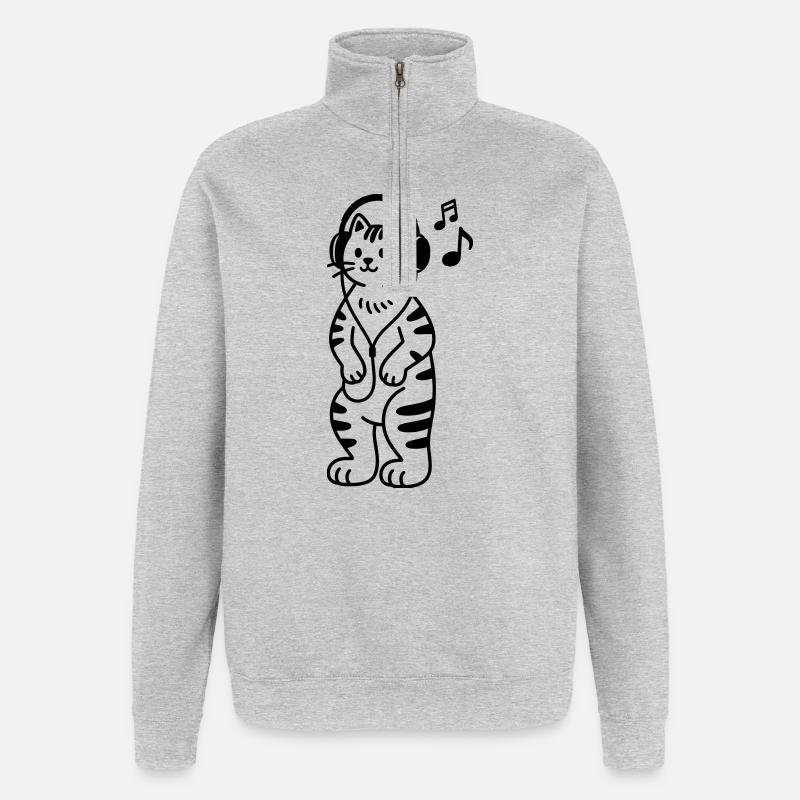 cat music - Quarter-Zip Sweatshirt - heather grey