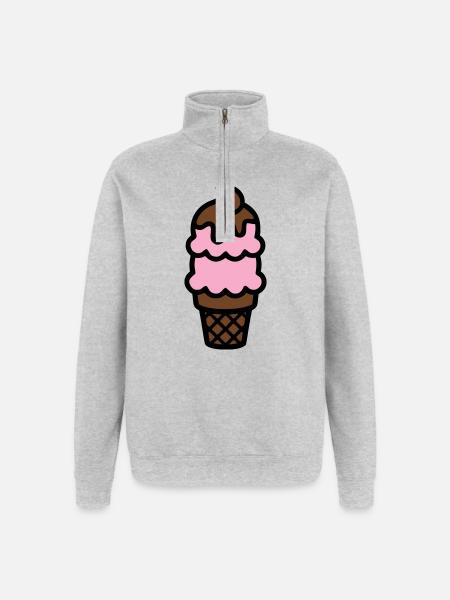 Eiswaffel Eiscreme Icon - Quarter-Zip Sweatshirt - heather grey