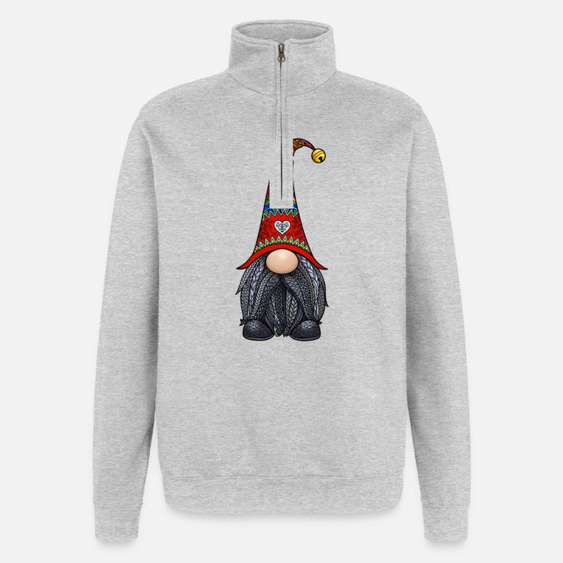 Tomte Zentangle - Sweat à zip 1/4 - gris chiné