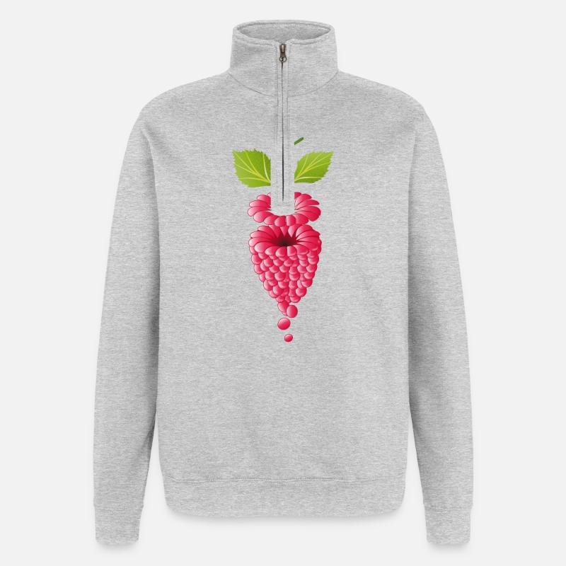 floating pink ripe raspberry - Quarter-Zip Sweatshirt - heather grey