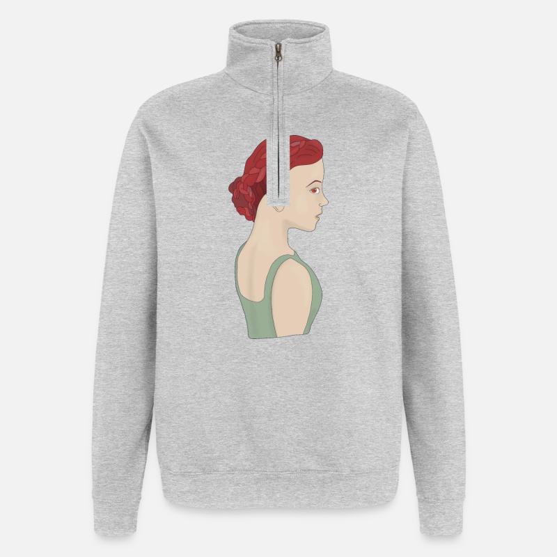 Fille utilisant une aide auditive - Sweat à zip 1/4 - gris chiné