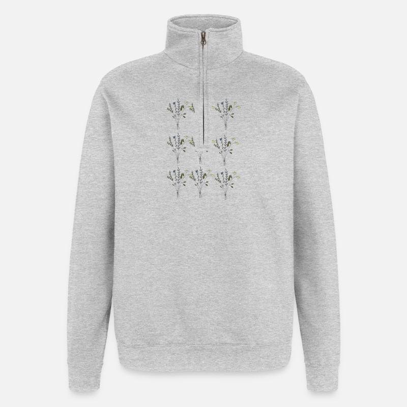 blumenwiesen muster - Quarter-Zip-Sweatshirt - Grau meliert