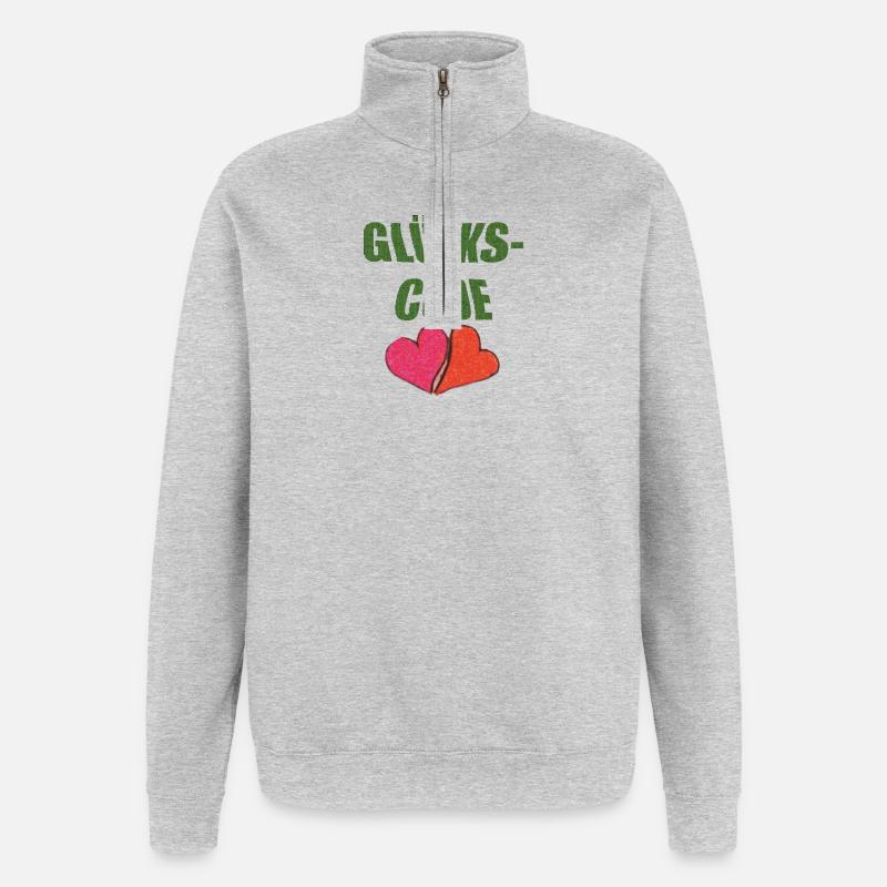 glückscode - Quarter-Zip-Sweatshirt - Grau meliert