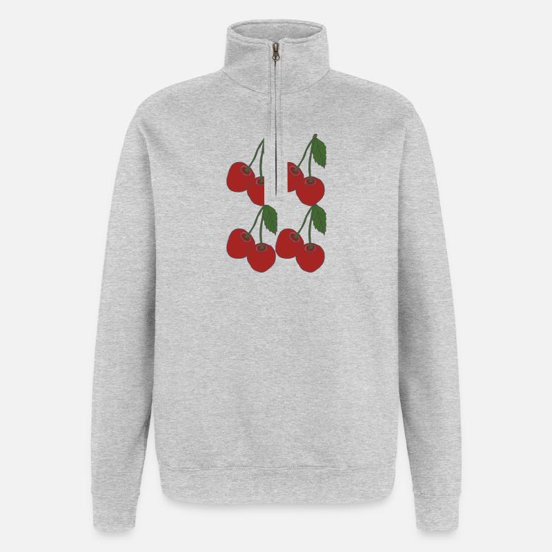 kirschen 4fach - Quarter-Zip-Sweatshirt - Grau meliert