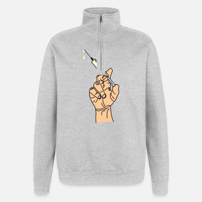 Main avec seringue d’évacuation 5 - Sweat à zip 1/4 - gris chiné