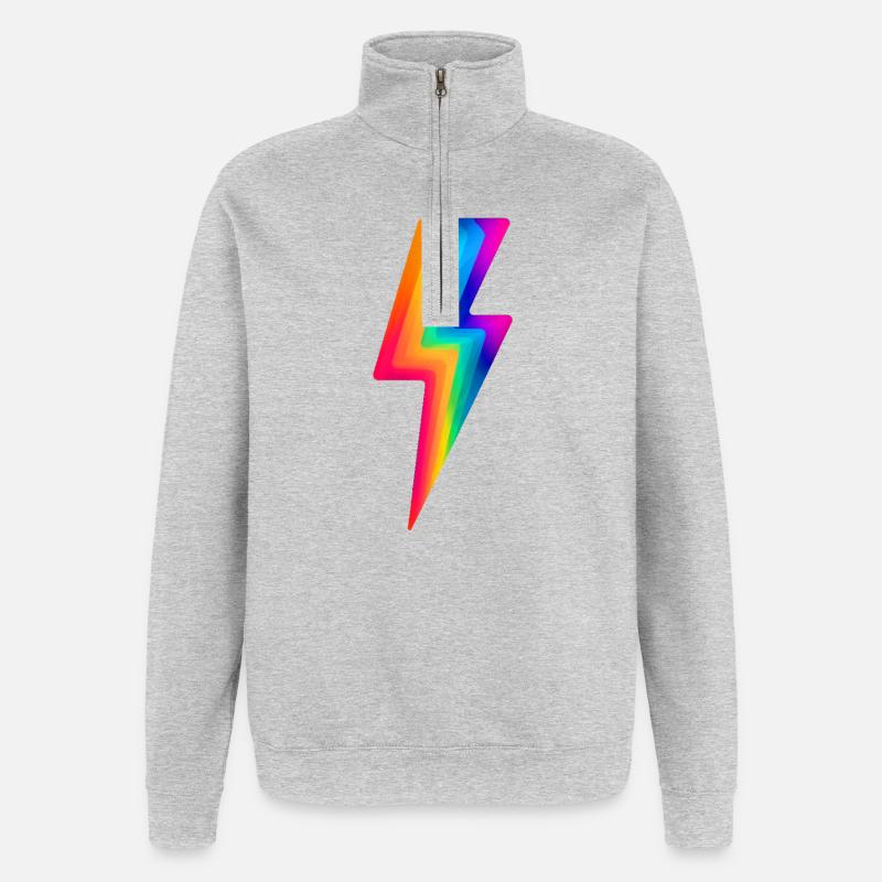 Regenbogenblitz - Quarter-Zip-Sweatshirt - Grau meliert