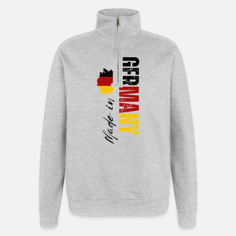 Made in Germany, vertical design - Quarter-Zip Sweatshirt - heather grey